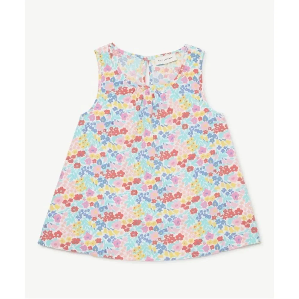 Girls Sleeveless Woven Tank Top & Crochet Denim Bermuda Shorts 2-Piece Set